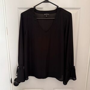 J. Crew Black Relaxed Bell Sleeve Blouse